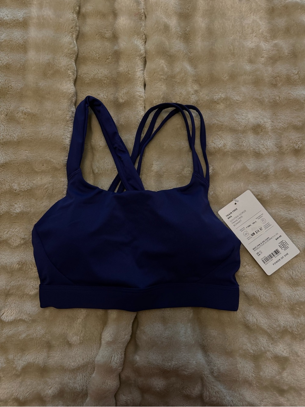Athleta Deep Navy Strappy Crossback Sports Bra